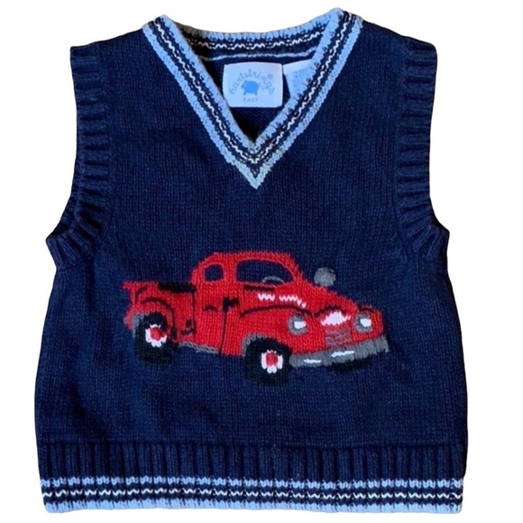 Hartstrings Other - Hartstrings blue sweater vest with red truck Size 12 Months